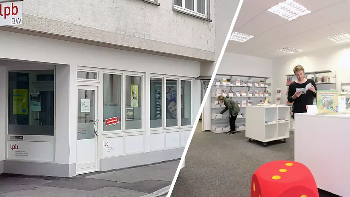 LpB-Aussenstelle Heidelberg. Eingangsbereich und Shop der Außenstelle. Innenaufnahme. Fotos: LpB, Heidelberg LpB-Aussenstelle Heidelberg. Eingangsbereich und Shop der Außenstelle. Innenaufnahme. Fotos: LpB, Heidelberg